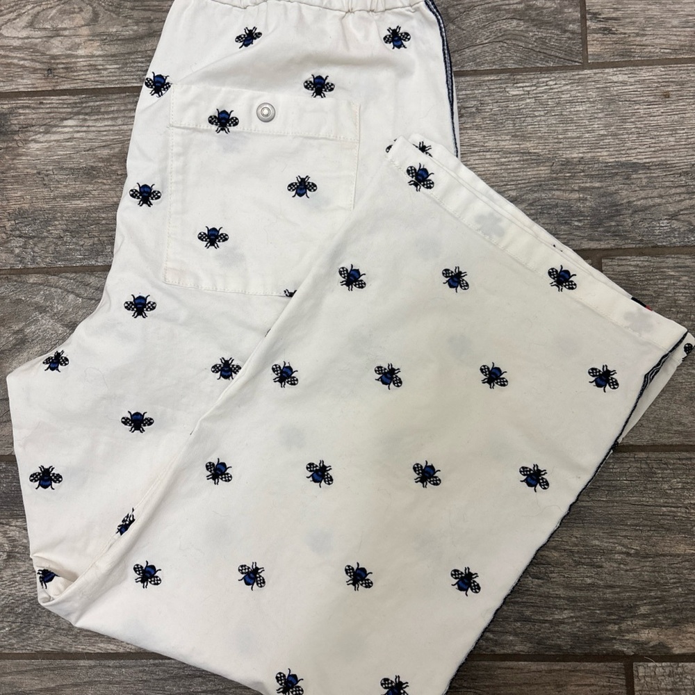 Anthropologie Navy & White Cropped Wide-Leg Pants with Side Stripe - Picture 2 of 8